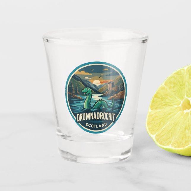 Loch Ness Schottland Schnapsglas (Vorderseite)