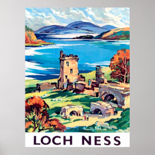 Loch Ness, Schottland, Vintage-Reise Poster