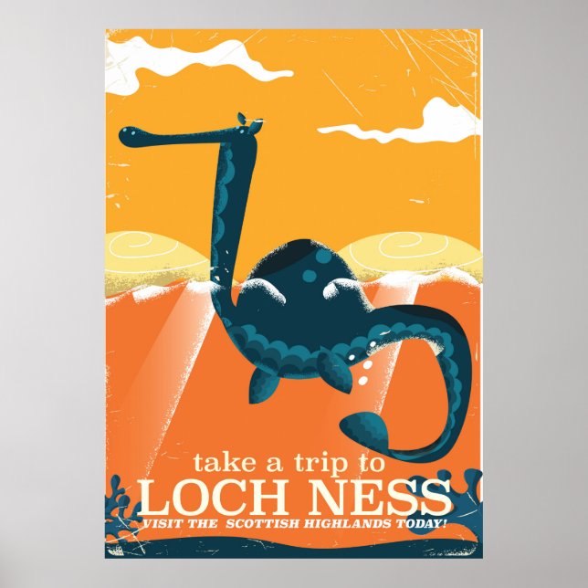 Loch Ness Scotland Hochland Vintages Monster Poster (Vorne)