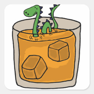 Loch- Nessmonster im schottischer Whisky-Glas Quadratischer Aufkleber