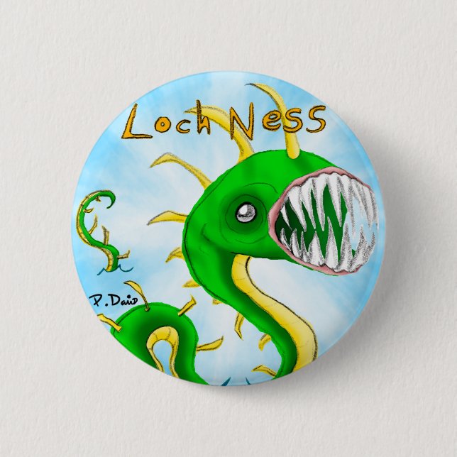 Loch- Nessmonster-Knopf Button (Vorderseite)