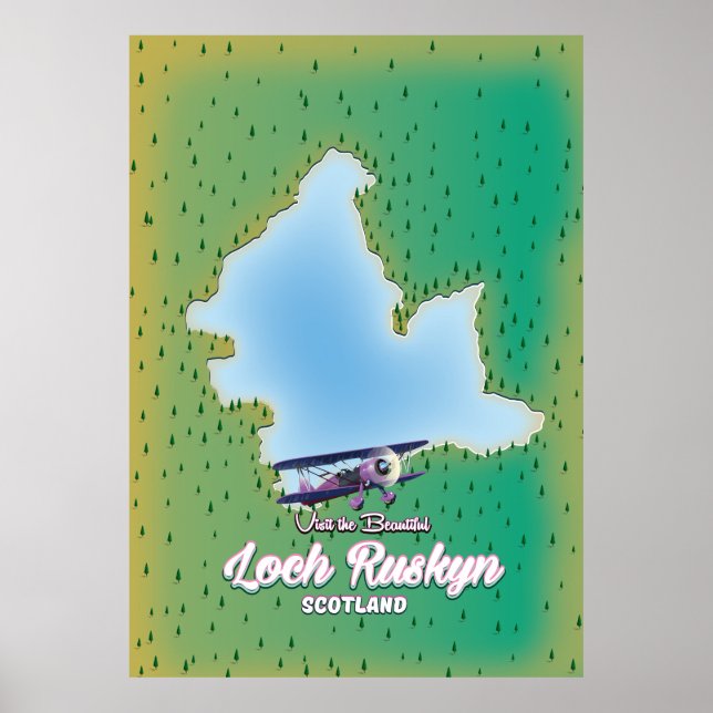 Loch Ruskyn Scotland Landkarte Poster (Vorne)