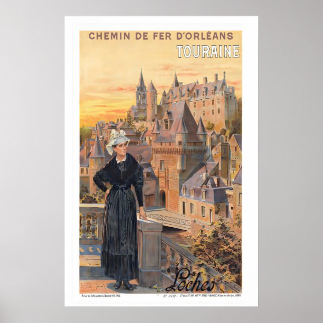 Loches Touraine France Vintage Travel Poster (Vorne)