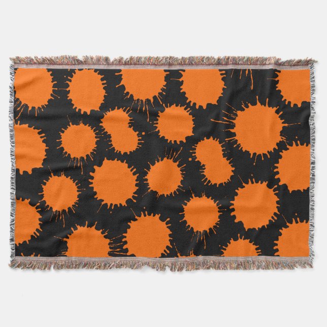 Lochmuster - Orange auf schwarz Decke (Vorderseite)