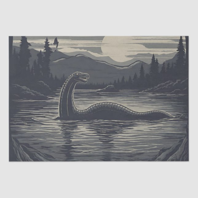 Lochness Nessie Cryptid Decoupage Seidenpapier (Vorderseite)