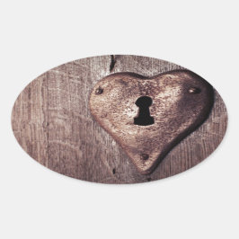 Lock Heart Ovaler Aufkleber
