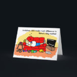 Lockdown Lazy Man Funny Cartoon Birthday Karte<br><div class="desc">Funny cartoon of a lazy man asleep on his sofa. He is surrounded by crisps, cans of drink and cakes and snoring. Message on the front of the card reads 'Lockdown didn't make much difference to NAME's daily routine!' and inside it reads 'Happy Birthday'. Easily personalise this card by editing...</div>