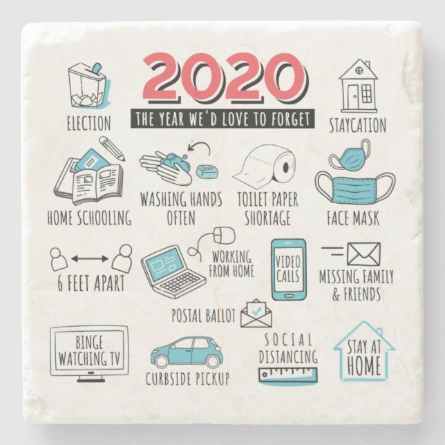 Lockdown Quarantine 2020 Activities Steinuntersetzer (Vorderseite)