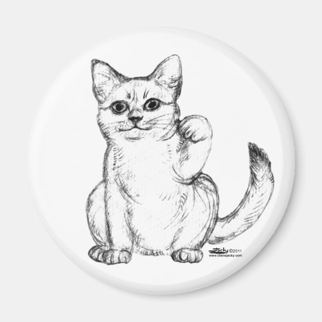Lockende Kitty Katze Maneki Neko Magnet (Vorne)