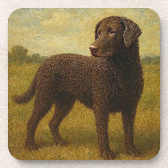 Lockenhaar-Retriever Getränkeuntersetzer (Vorderseite)