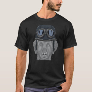 Lockenhaar-Retriever mit Vintage-Motorrad T-Shirt