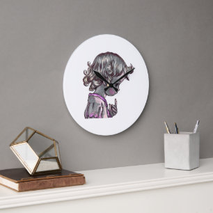 Lockenuhr Mädchen Große Wanduhr