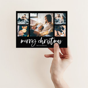 Lockere Schriftart Multi-Foto-Raster Frohe Weihn Feiertagskarte