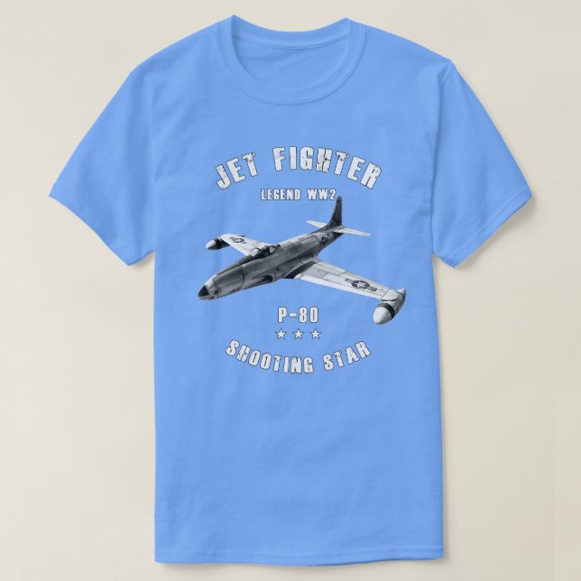 Lockheed P80 Shooting Military Jet Fighter Flugzeu T-Shirt (Design vorne)