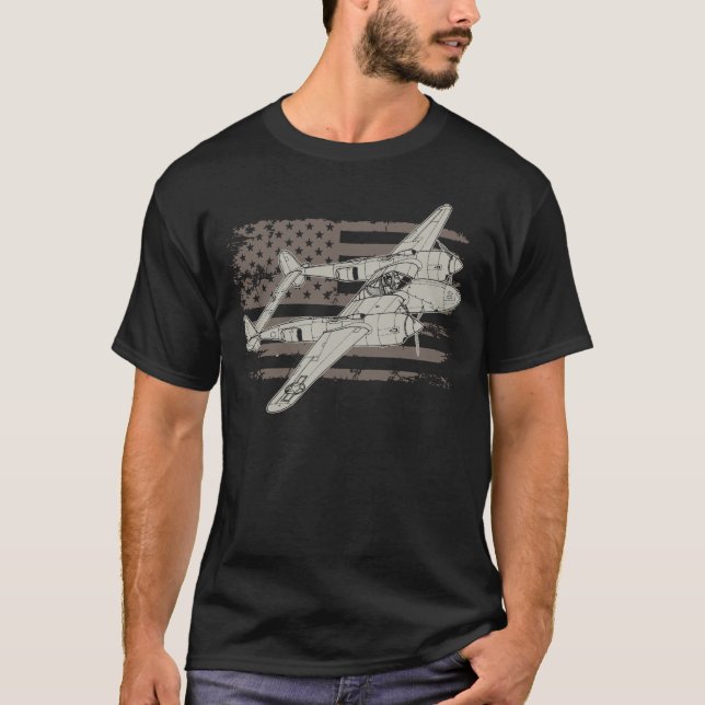 Lockheed P-38 American Fighter Plane T-Shirt (Vorderseite)
