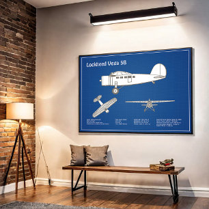 Lockheed Vega 5B - Flugzeugpläne ABD Poster
