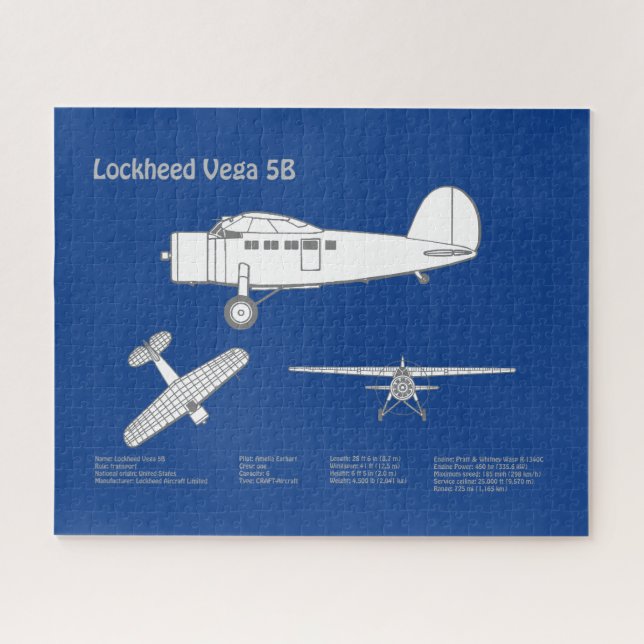 Lockheed Vega 5B - Flugzeugpläne ABD Puzzle (Horizontal)