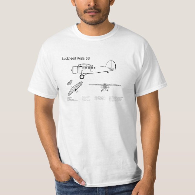 Lockheed Vega 5B - Flugzeugpläne BD T-Shirt (Vorderseite)