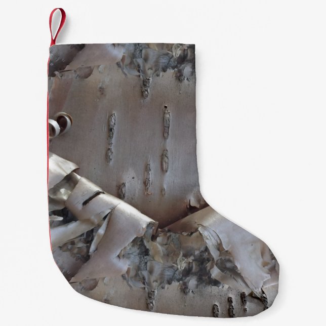 Lockige Birkenrinde Rustikal Kleiner Weihnachtsstrumpf (Vorderseite)