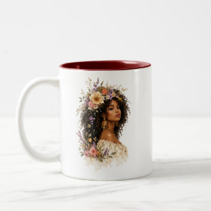 Lockige Blumenkönigin Wasserfarben-Tasse Zweifarbige Tasse
