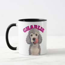 Lockige graue Pudel-Hund leckt Nasen-Illustration
