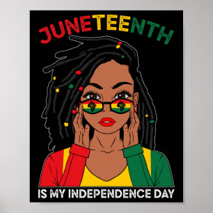 Lockige schwarze Frau Juneteenth ist mein Unabhäng Poster