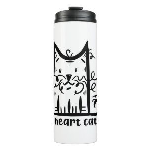 Lockige unordentliche Katze Ich liebe Katzen Thermosbecher