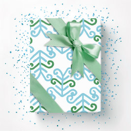 Lockiges Blatt in Grün und Aqua Geschenkpapier