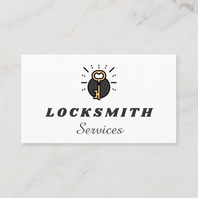 Lockout-Schlüsseldienst für Funklogos mit orangem  Visitenkarte (Vorderseite)