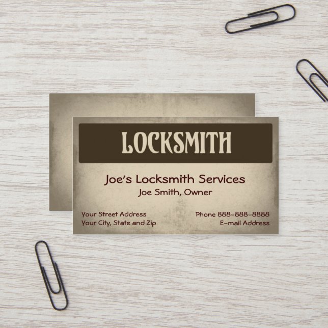 Locksmith Business Card Visitenkarte (Vorderseite/Rückseite Beispiel)