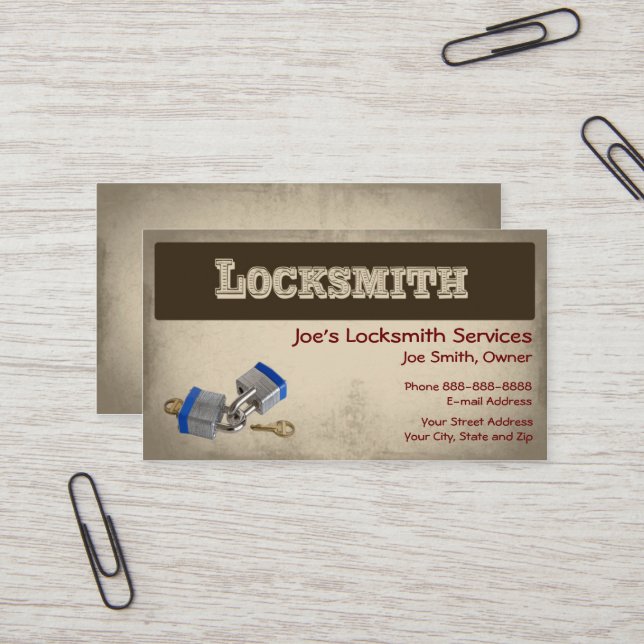 Locksmith Business Card Visitenkarte (Vorderseite/Rückseite Beispiel)