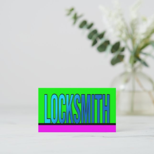 Locksmith Hot Green Hot Pink Business Card Visitenkarte (Stehend Vorderseite)