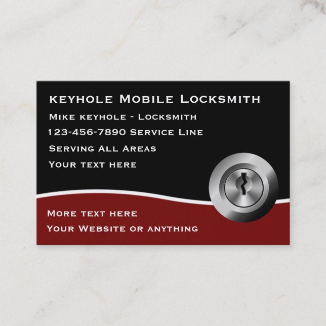 Locksmith Modern Editable Business Cards Visitenkarte (Vorderseite)
