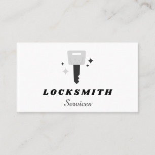 Locksmith Services Gray Key & Sparkle Classic Visitenkarte