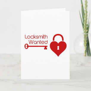 Locksmith Wollte Valentine's Day Heart Lock Feiertagskarte