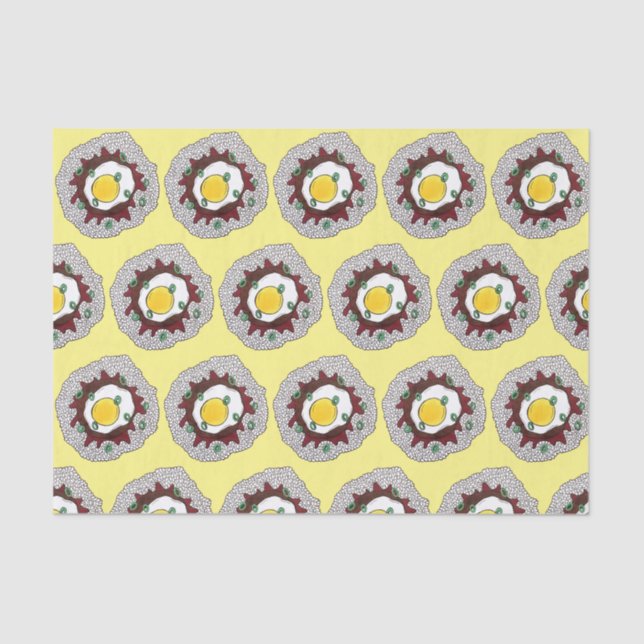 Loco Moco Hawaiian Cuisine Food Rice Hamburger Ei Seidenpapier (Vorderseite)