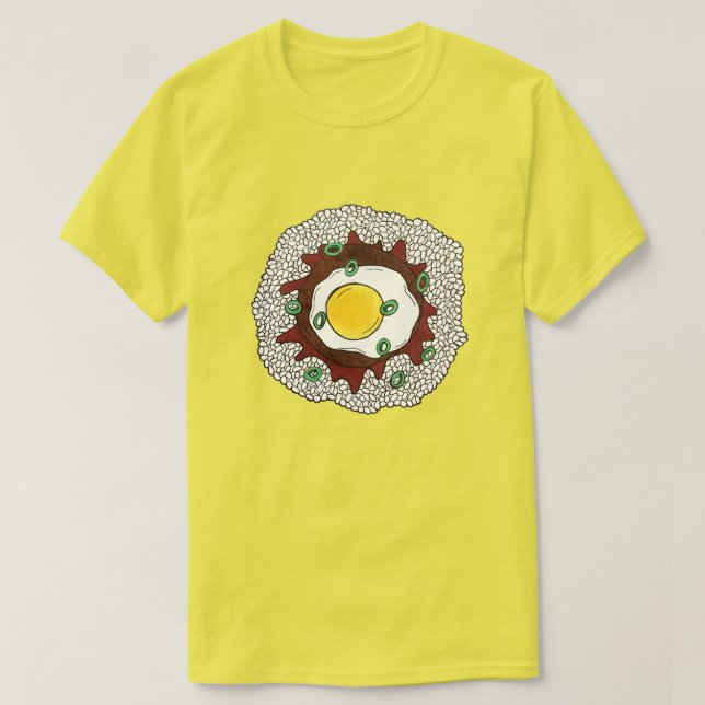 Loco Moco Hawaiian Cuisine Food Rice Hamburger Ei T-Shirt (Design vorne)