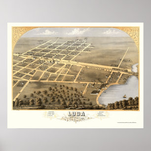 Loda, panoramische Karte IL - 1869 Poster