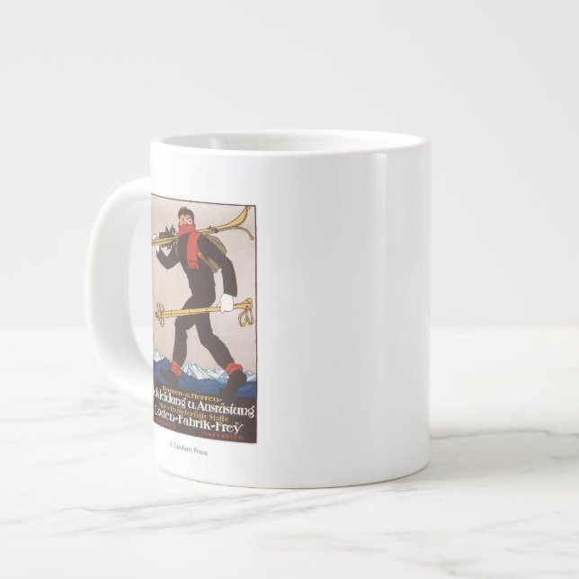 Loden Ski Kleider Skifahren Werbeplakat Jumbo-Tasse (Vorderseite Links)