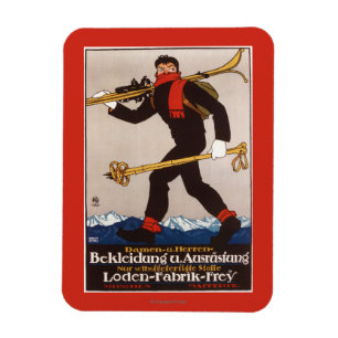Loden Ski kleidet Skifahren-Anzeige-Plakat Magnet