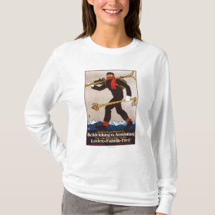 Loden Ski kleidet Skifahren-Anzeige-Plakat T-Shirt