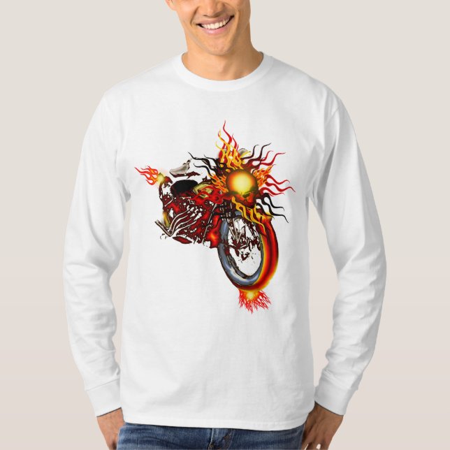 Lodernde Schädel-Chopper-Strickjacke T-Shirt (Vorderseite)