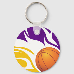 Lodernder Basketball lila und Gold Schlüsselanhänger