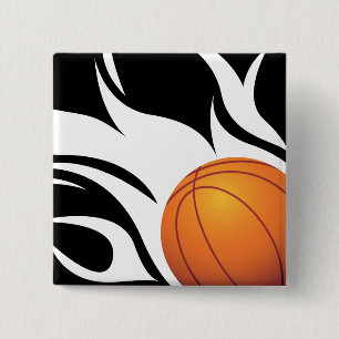 Lodernder Basketball Schwarzweiss Button