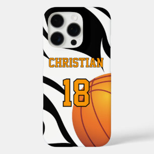 Lodernder Basketball Schwarzweiss iPhone 16 Pro Hülle
