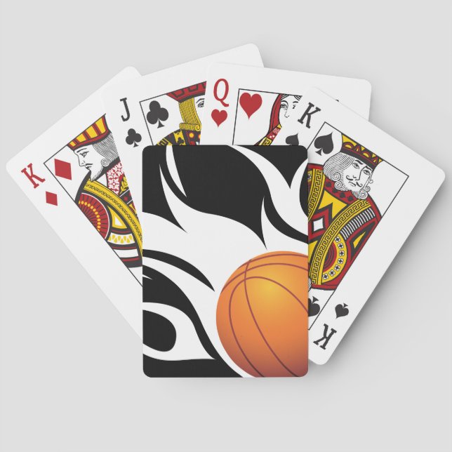 Lodernder Basketball Schwarzweiss Spielkarten (Rückseite)