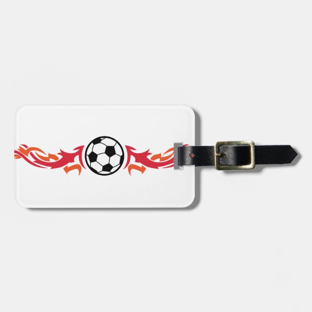 Lodernder Fußball Gepäckanhänger (Vorderseite horizontal)