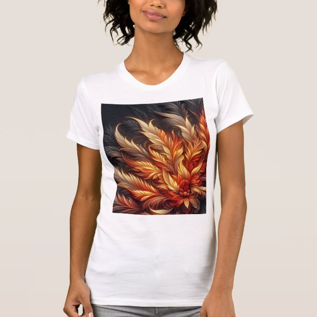 Lodernder Phönixblüten — Feurige Federblume T-Shirt (Vorderseite)