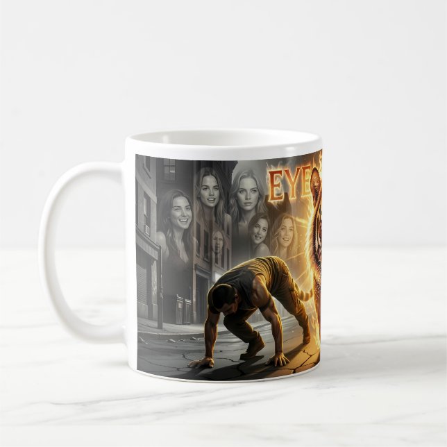Lodernder Tigerblick Urbane Stärke Kunstbecher Kaffeetasse (Links)