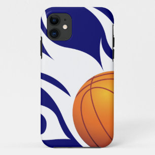 Loderndes Basketball-Blau und Weiß iPhone 11 Hülle